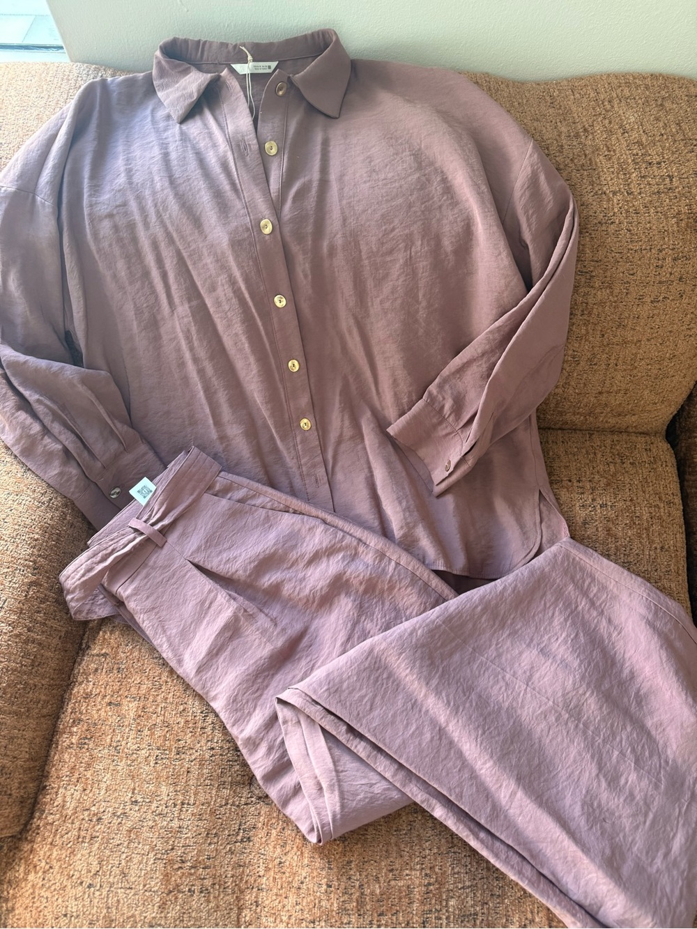 Zara Soft Flowy Set pants and blouse pants S and shirt M
